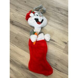 1990 Warner Bros Looney Tunes Bugs Bunny Christmas Stocking 30" With Posable Ear